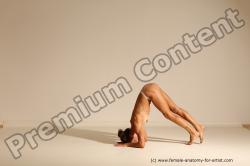 Nude Gymnastic poses Woman White Moving poses Slim long brown Dynamic poses Pinup